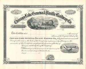 Chicago Lake Geneva and Pacific Railway Co Unissued 